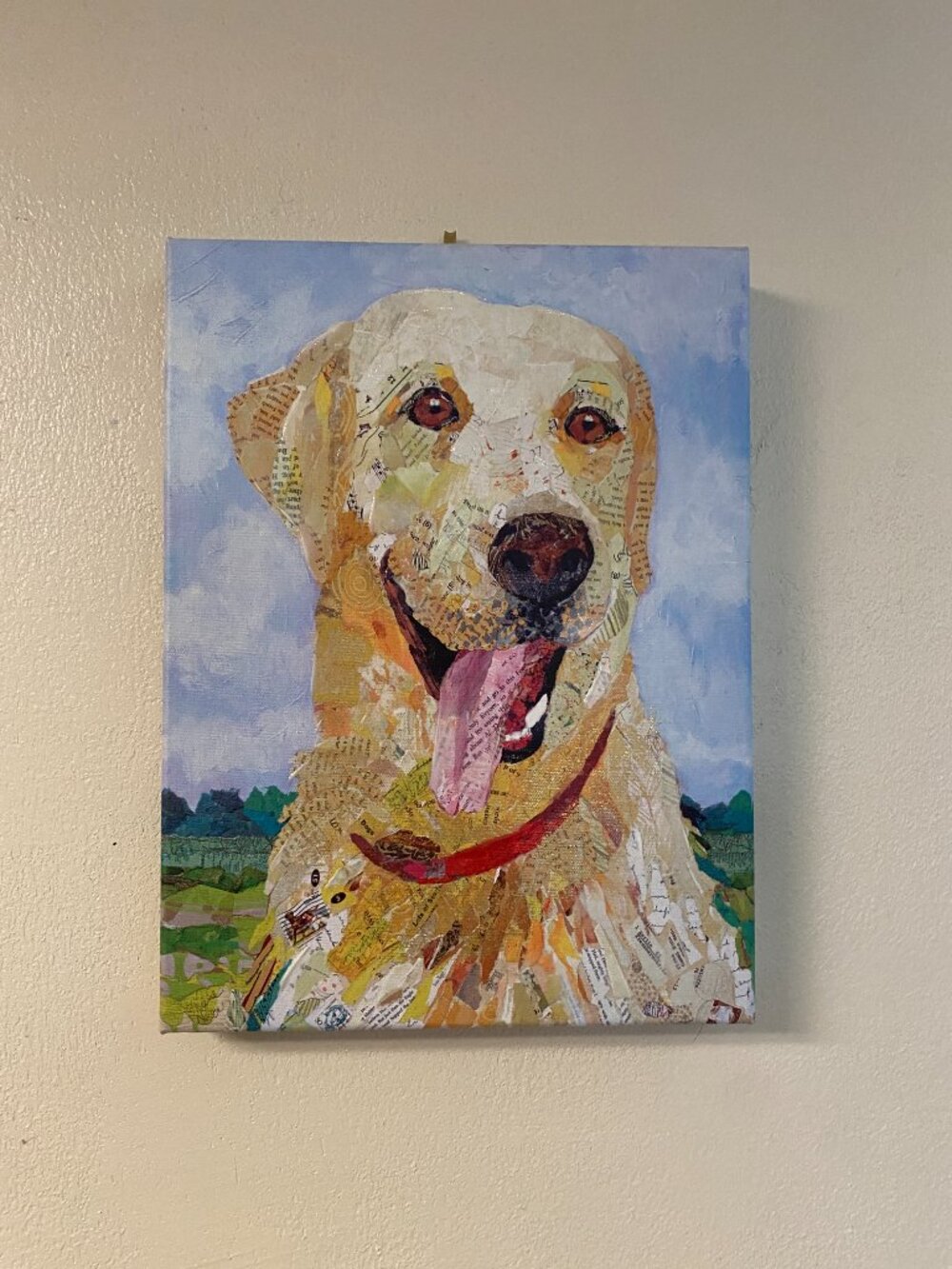 Wall Art Dog Whimsical Yellow Labrador Collage Giclee Canvas Print